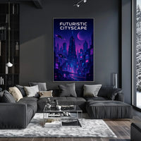 Futuristic Cyberpunk Cityscape Art Print Futuristic Sci-Fi Poster PosterGoat