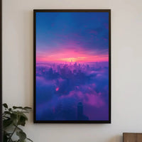 Futuristic Cyberpunk Cityscape Poster with Ethereal Neon Lights PosterGoat