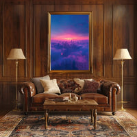 Futuristic Cyberpunk Cityscape Poster with Ethereal Neon Lights PosterGoat