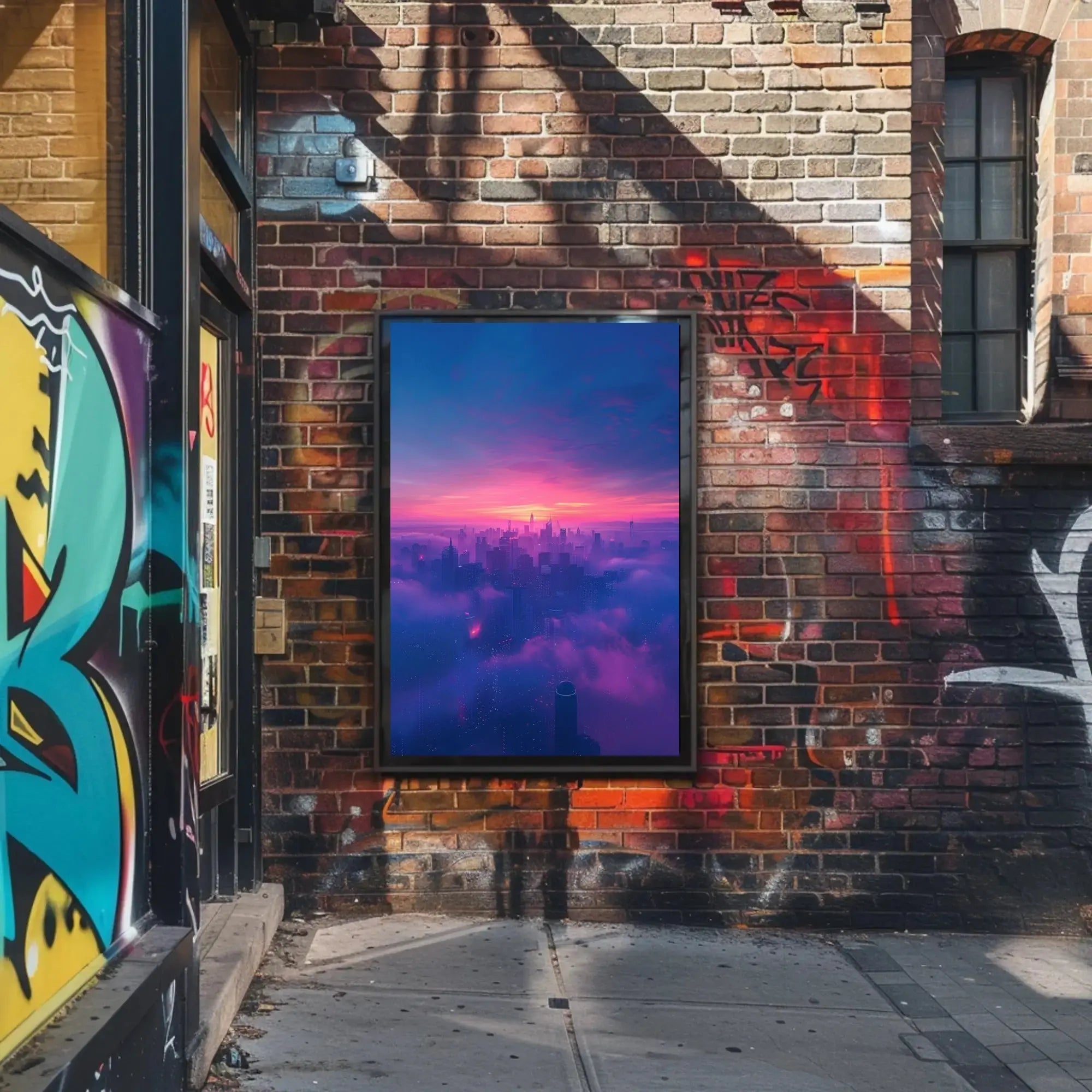 Futuristic Cyberpunk Cityscape Poster with Ethereal Neon Lights PosterGoat