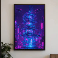 Futuristic Cyberpunk Cityscape with East Asian Elements Poster PosterGoat