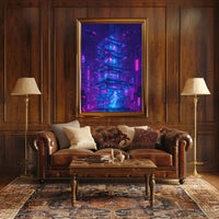 Futuristic Cyberpunk Cityscape with East Asian Elements Poster PosterGoat