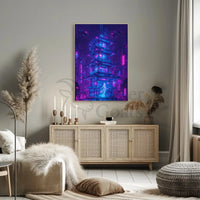 Futuristic Cyberpunk Cityscape with East Asian Elements Poster PosterGoat