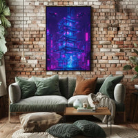 Futuristic Cyberpunk Cityscape with East Asian Elements Poster PosterGoat