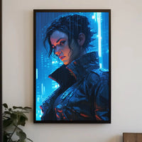 Futuristic Cyberpunk Cityscape with Neon Lights Sci-Fi Poster PosterGoat