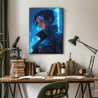 Futuristic Cyberpunk Cityscape with Neon Lights Sci-Fi Poster PosterGoat