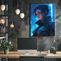 Futuristic Cyberpunk Cityscape with Neon Lights Sci-Fi Poster PosterGoat