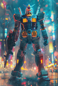 Futuristic Cyberpunk Mecha Robot Poster Sci-Fi Poster PosterGoat