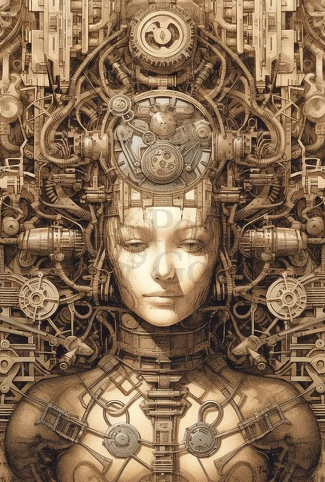 Futuristic Cyborg Integration Steampunk Cyberpunk Sci-Fi Poster PosterGoat