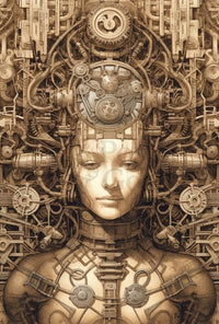 Futuristic Cyborg Integration Steampunk Cyberpunk Sci-Fi Poster PosterGoat