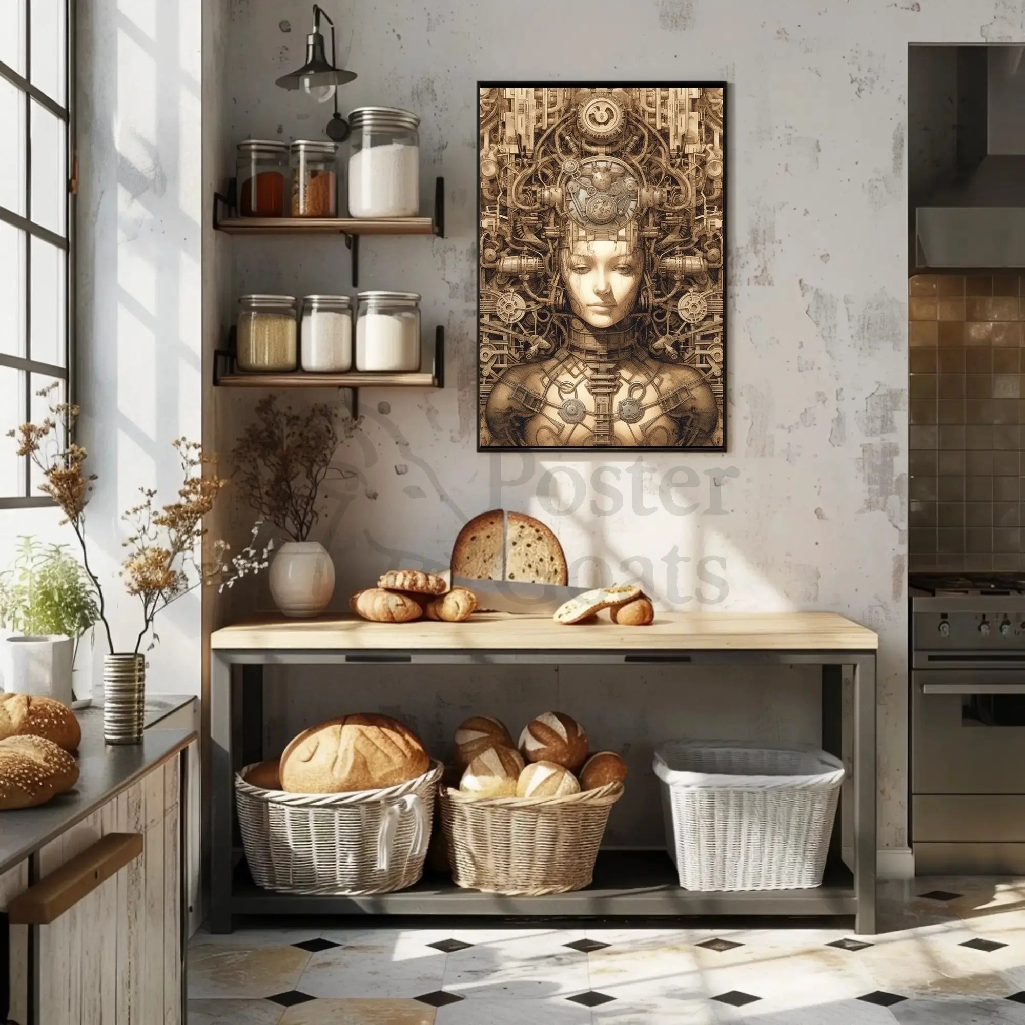 Futuristic Cyborg Integration Steampunk Cyberpunk Sci-Fi Poster PosterGoat