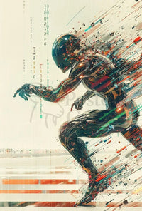 Futuristic Cyborg in Motion Sci-Fi Poster PosterGoat