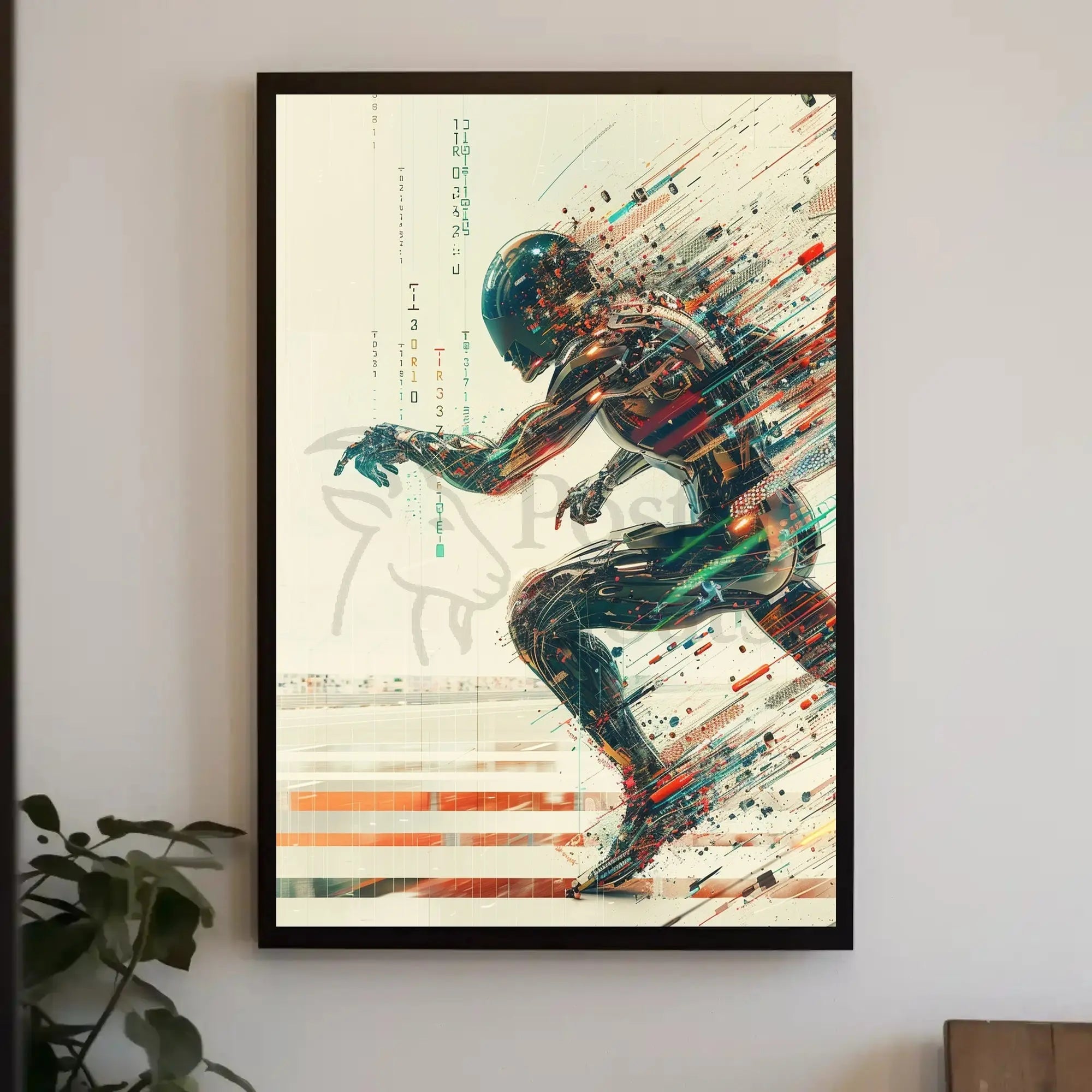 Futuristic Cyborg in Motion Sci-Fi Poster PosterGoat