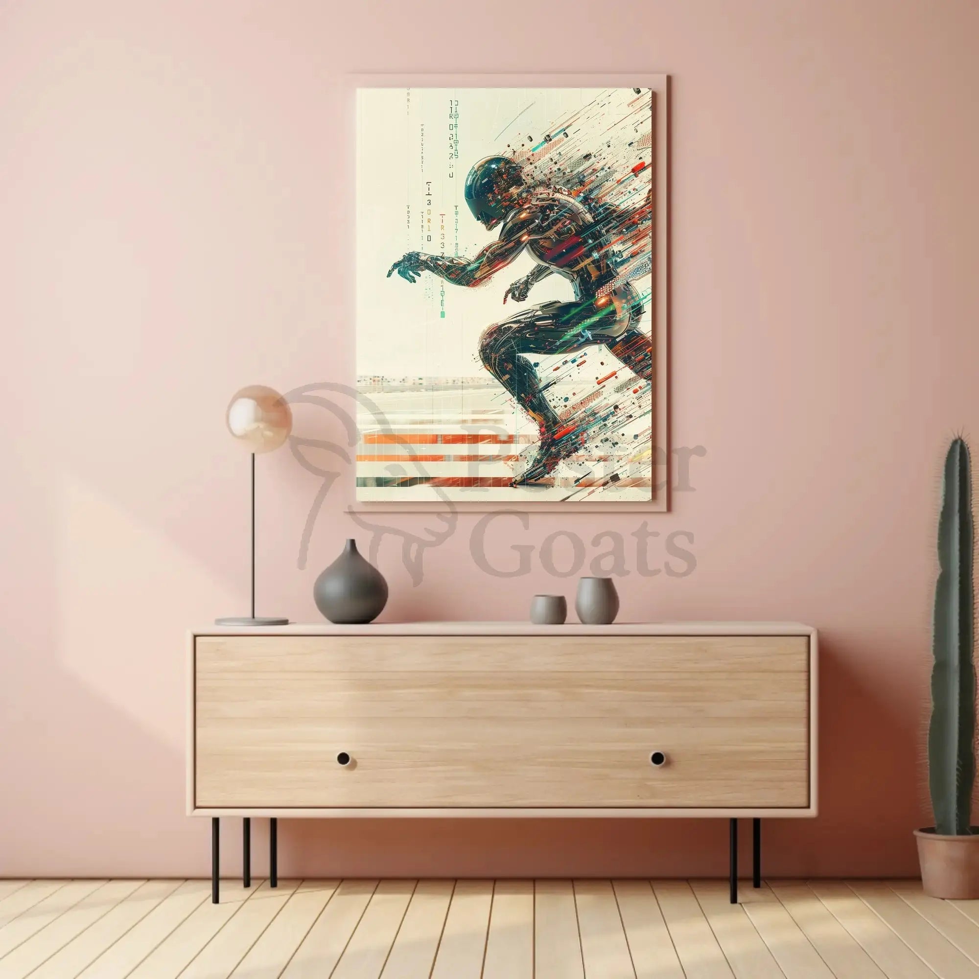 Futuristic Cyborg in Motion Sci-Fi Poster PosterGoat