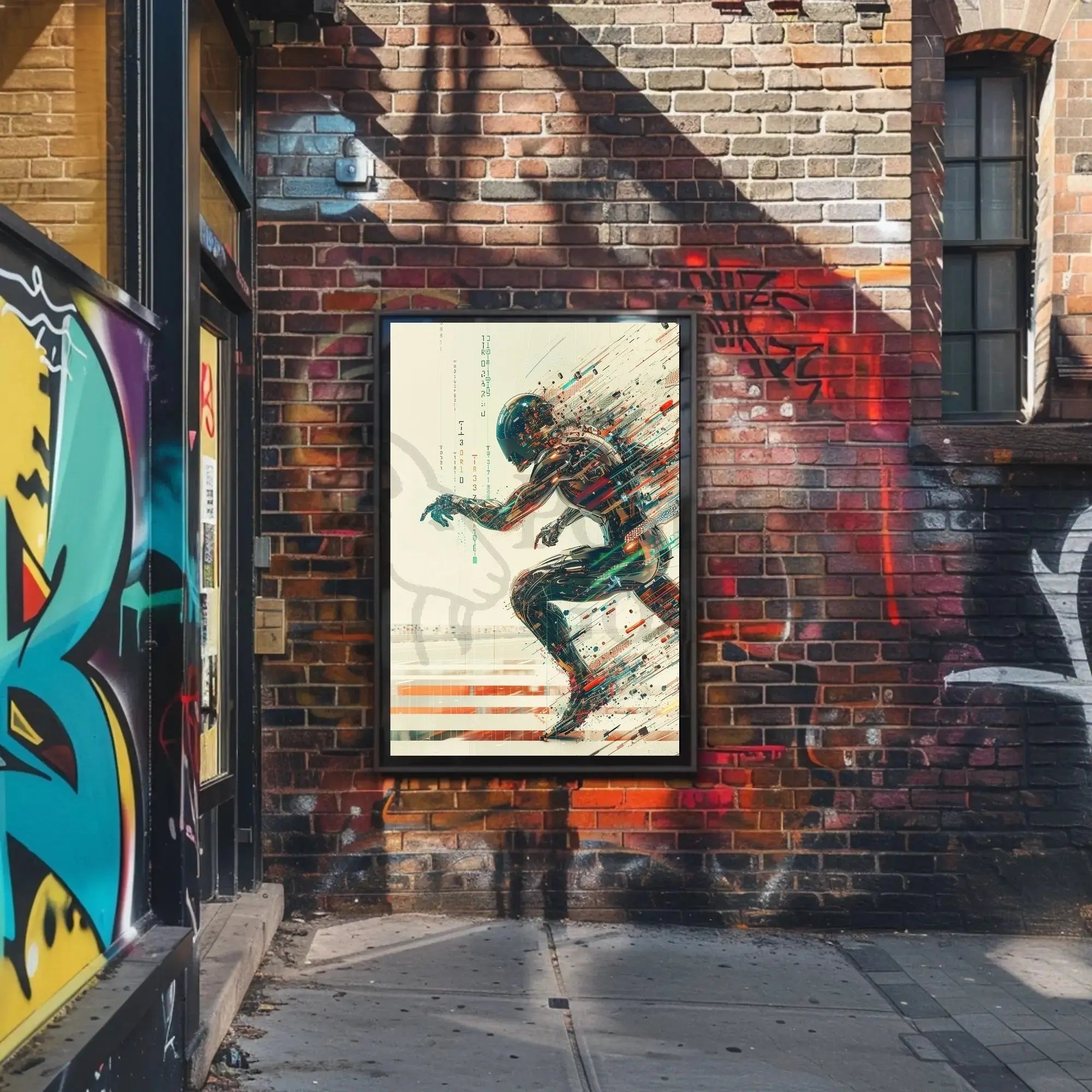 Futuristic Cyborg in Motion Sci-Fi Poster PosterGoat