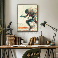 Futuristic Cyborg in Motion Sci-Fi Poster PosterGoat