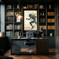 Futuristic Cyborg in Motion Sci-Fi Poster PosterGoat