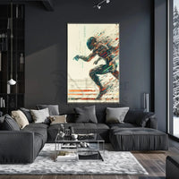 Futuristic Cyborg in Motion Sci-Fi Poster PosterGoat