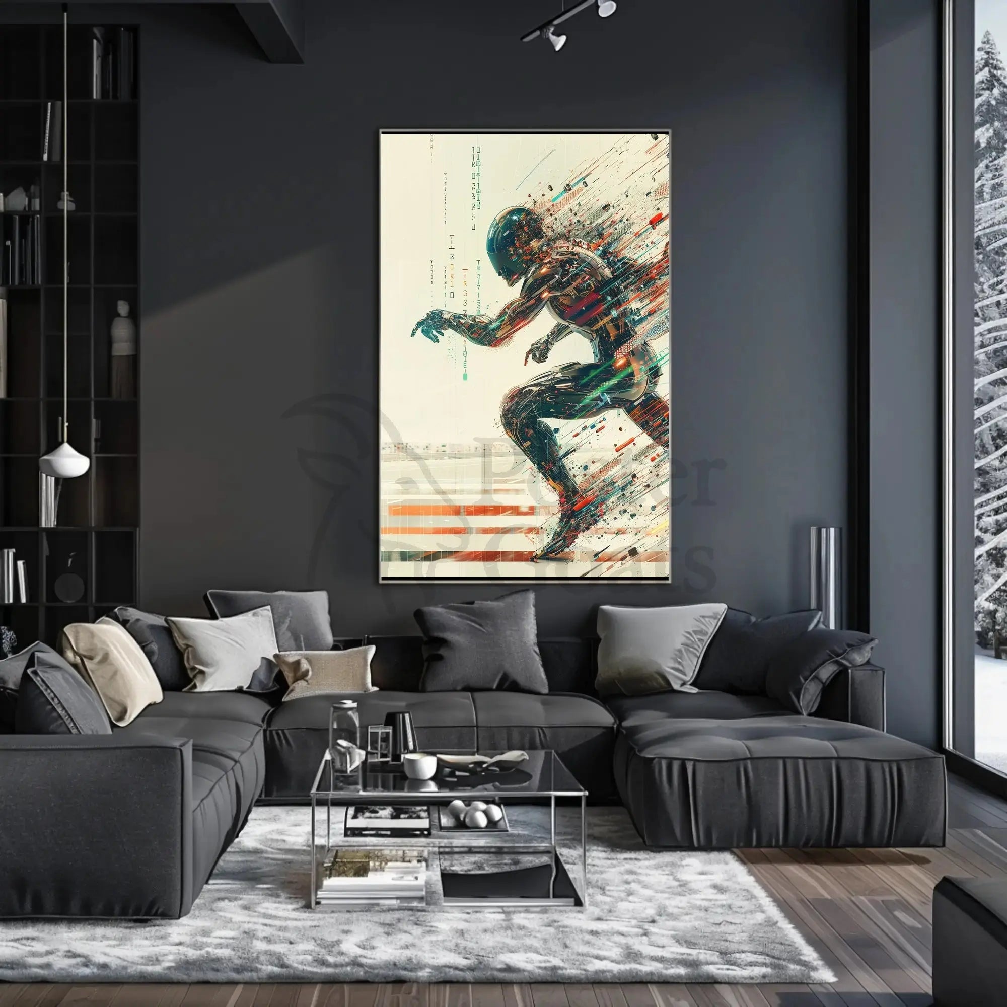 Futuristic Cyborg in Motion Sci-Fi Poster PosterGoat