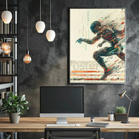 Futuristic Cyborg in Motion Sci-Fi Poster PosterGoat