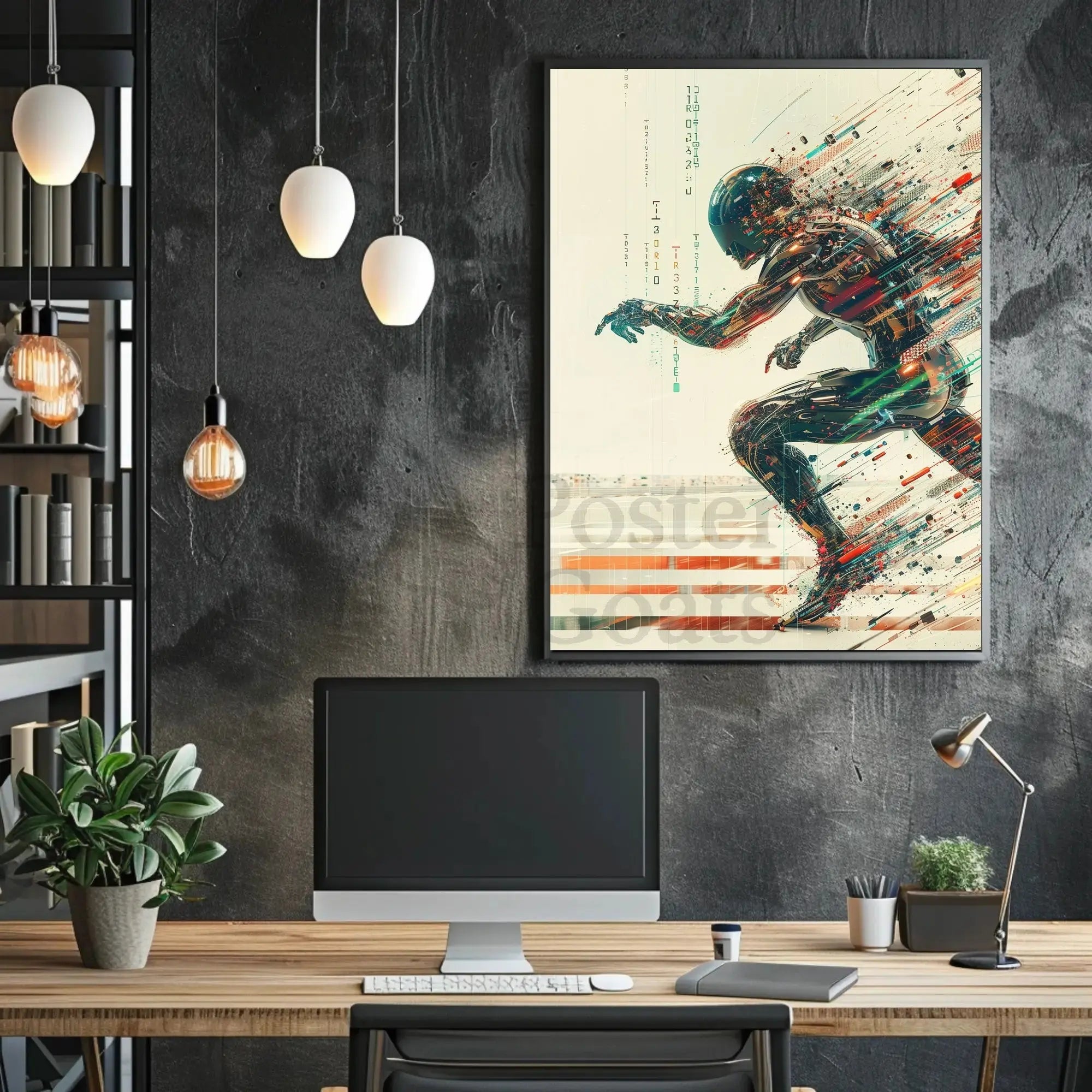 Futuristic Cyborg in Motion Sci-Fi Poster PosterGoat