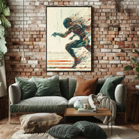 Futuristic Cyborg in Motion Sci-Fi Poster PosterGoat