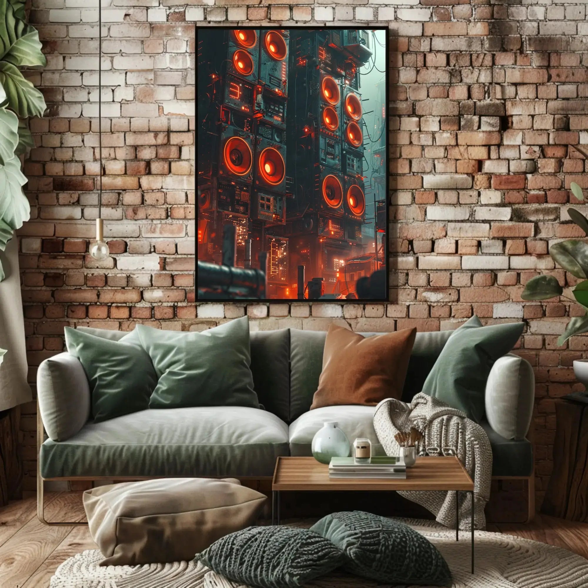 Futuristic Dystopian Cityscape: Vibrant Cyberpunk Sci-Fi Poster PosterGoat