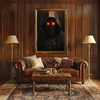 Futuristic Dystopian Figure with Glowing Eyes Sci-Fi Poster PosterGoat