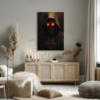 Futuristic Dystopian Figure with Glowing Eyes Sci-Fi Poster PosterGoat