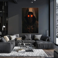 Futuristic Dystopian Figure with Glowing Eyes Sci-Fi Poster PosterGoat
