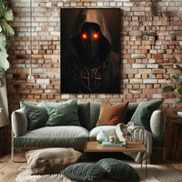 Futuristic Dystopian Figure with Glowing Eyes Sci-Fi Poster PosterGoat