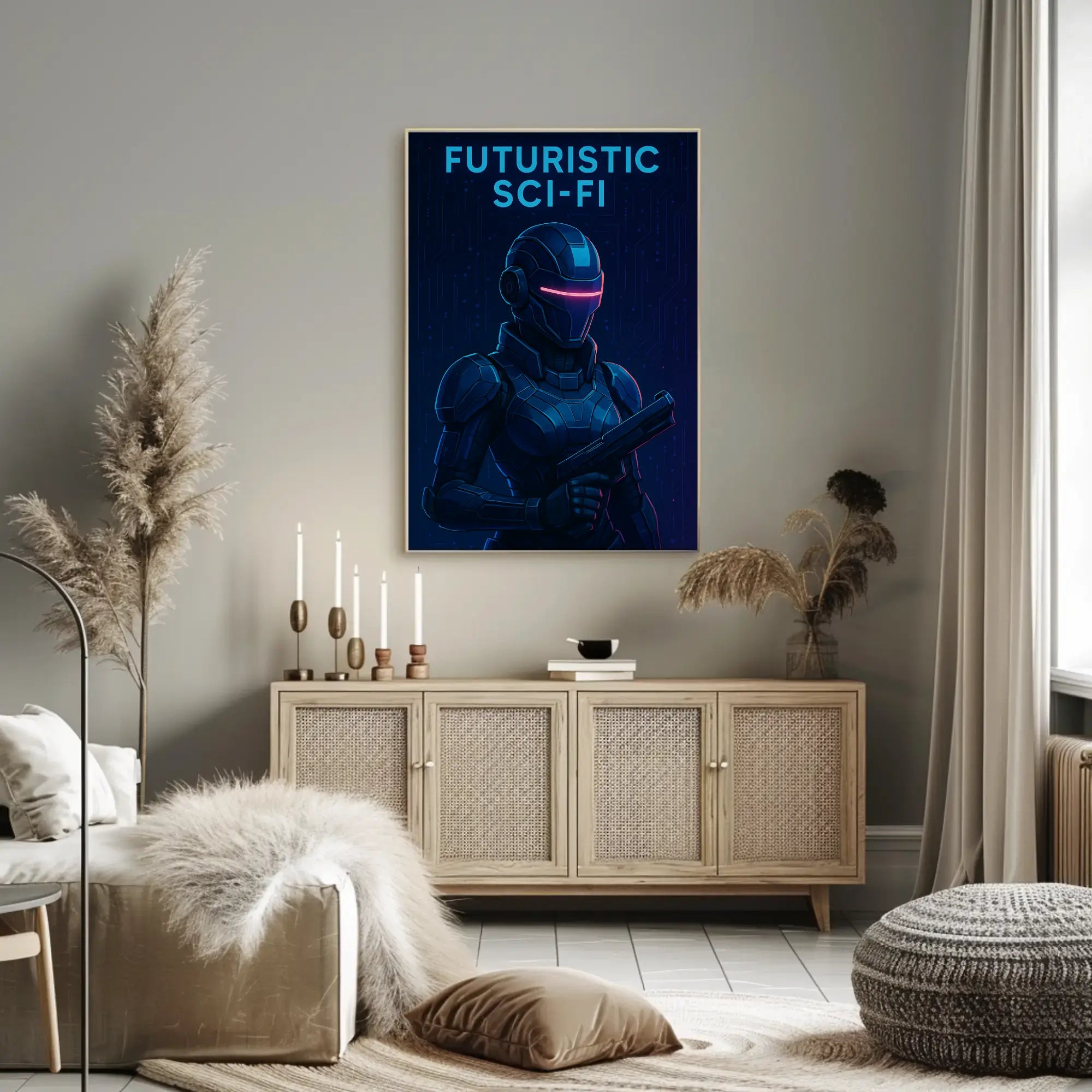 Futuristic Exoskeleton Cyber Glow Sci-Fi Poster PosterGoat