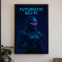Futuristic Exoskeleton Cyber Glow Sci-Fi Poster PosterGoat