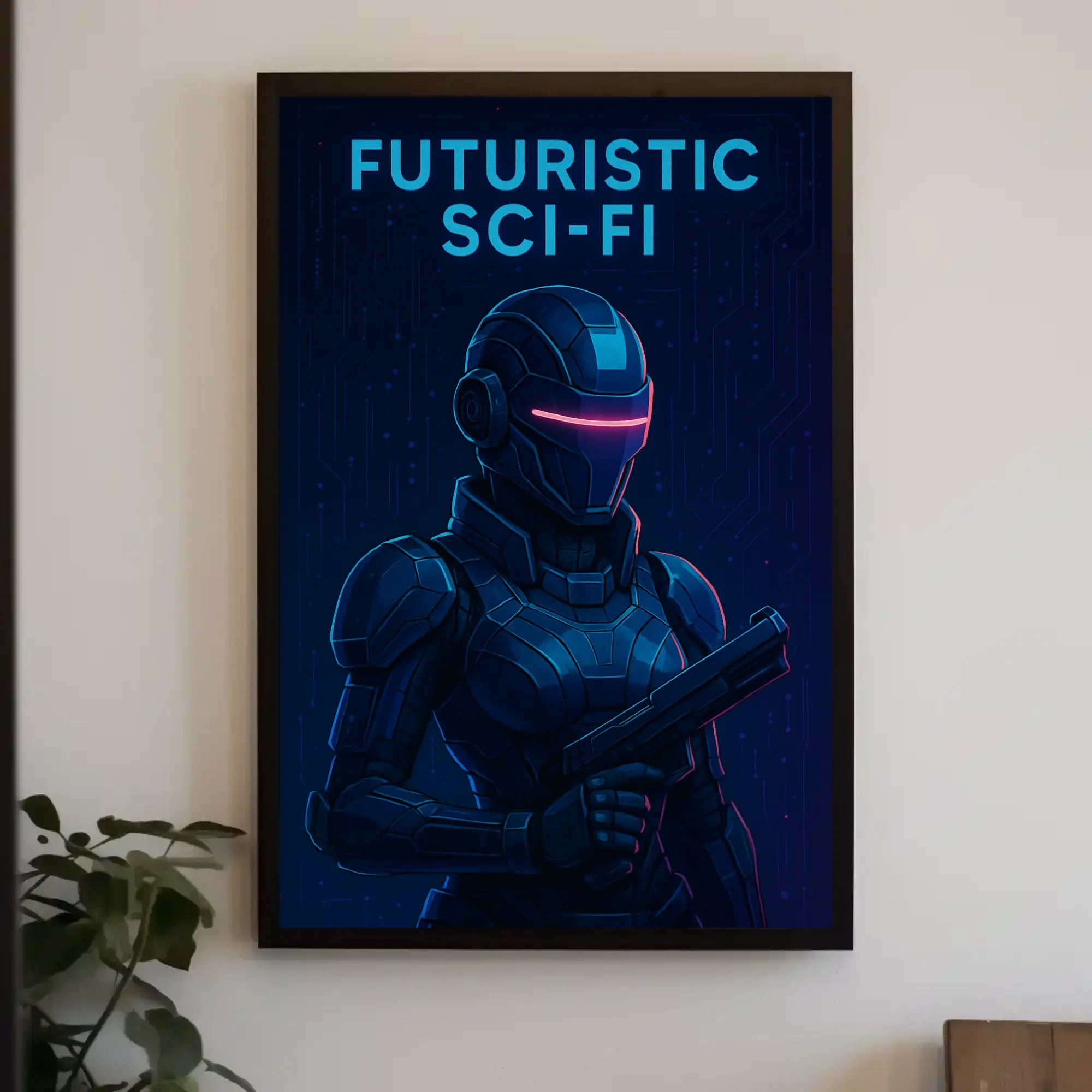 Futuristic Exoskeleton Cyber Glow Sci-Fi Poster PosterGoat