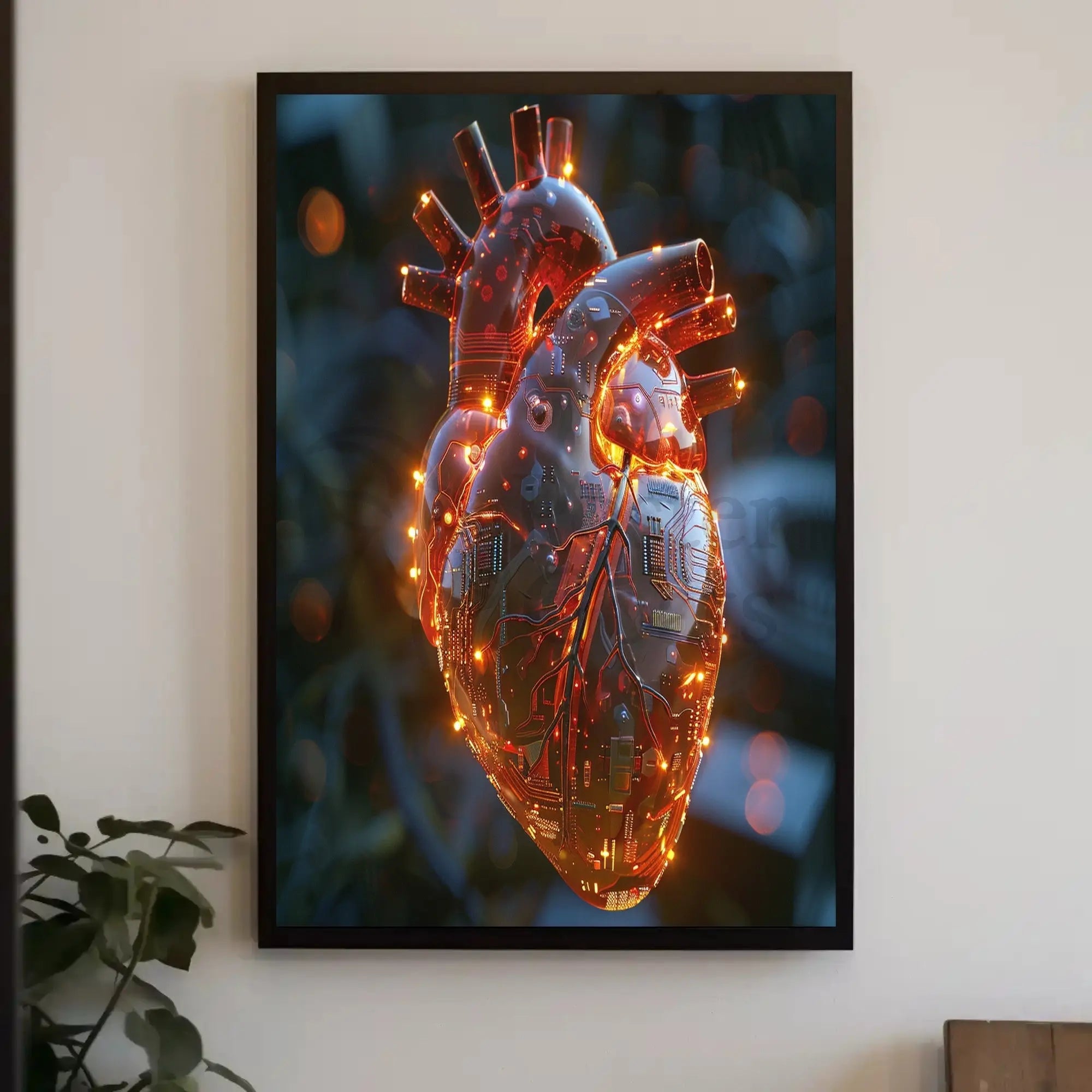 Futuristic Heart Circuitry Design Futuristic Sci-Fi Poster PosterGoat