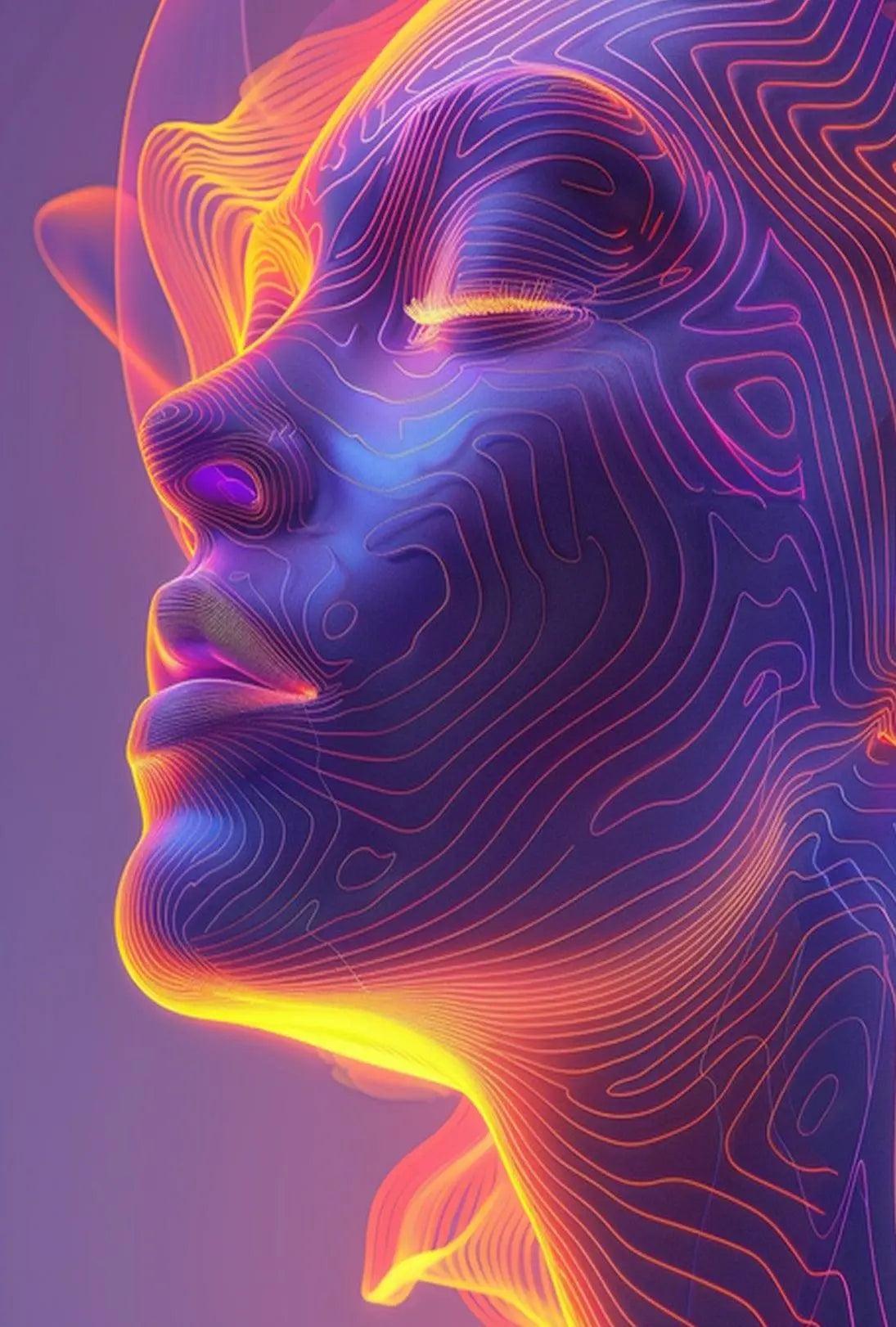 Futuristic Human Face Digital Art Poster PosterGoat