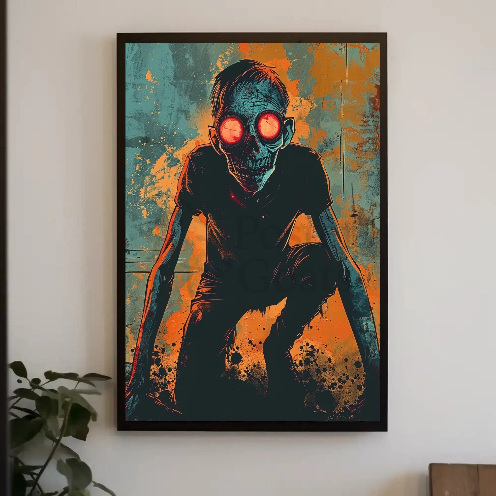 Futuristic Humanoid with Red Eyes Artistic Sci-Fi Poster PosterGoat