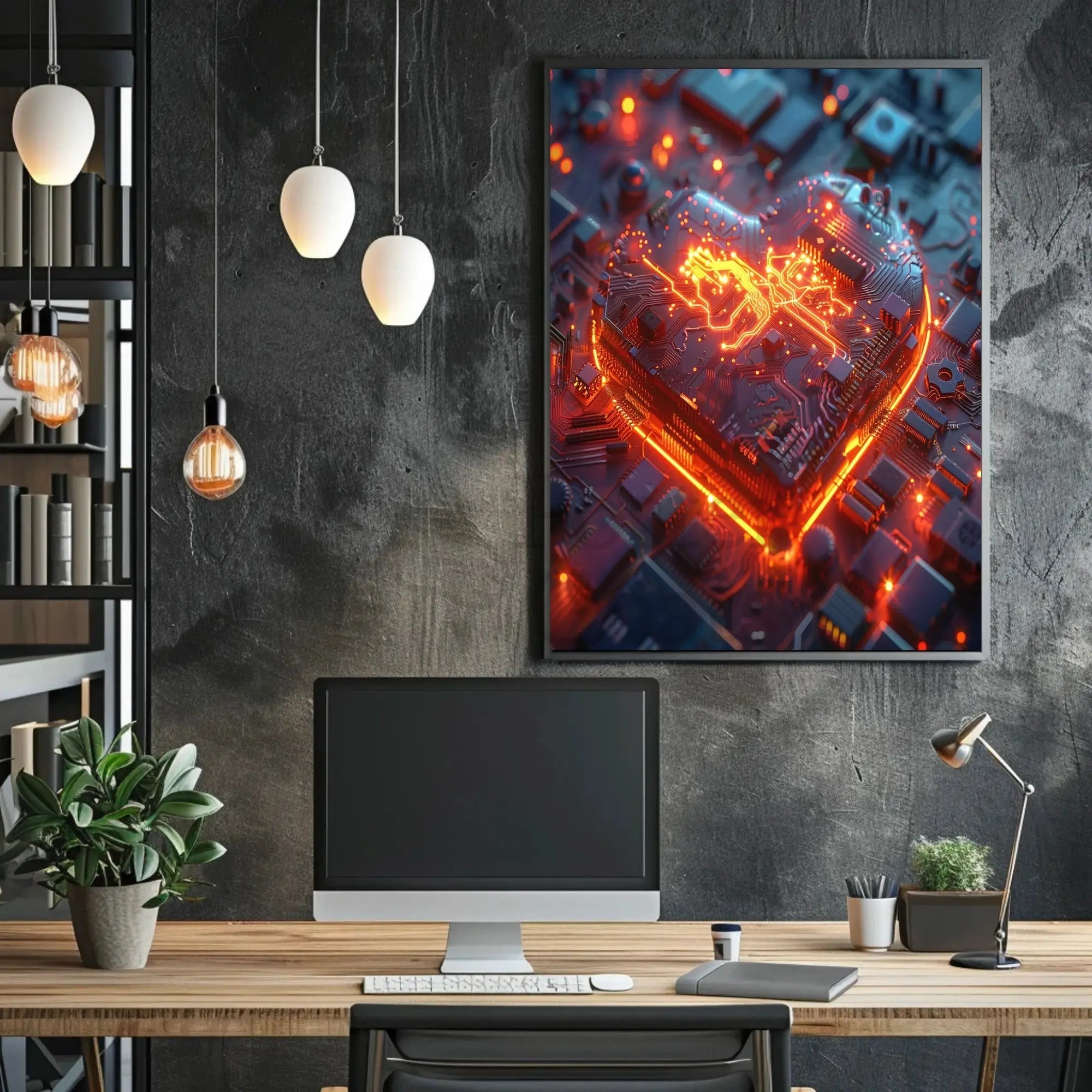 Futuristic Love Circuit Board Design: Futuristic Sci-Fi Poster PosterGoat