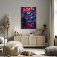 Futuristic Medieval Coffee Bar Scene Futuristic Sci-Fi Poster PosterGoat