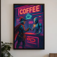 Futuristic Medieval Coffee Bar Scene Futuristic Sci-Fi Poster PosterGoat