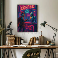 Futuristic Medieval Coffee Bar Scene Futuristic Sci-Fi Poster PosterGoat