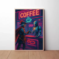 Futuristic Medieval Coffee Bar Scene Futuristic Sci-Fi Poster PosterGoat