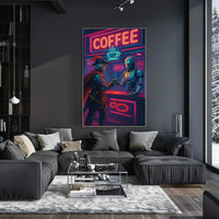 Futuristic Medieval Coffee Bar Scene Futuristic Sci-Fi Poster PosterGoat
