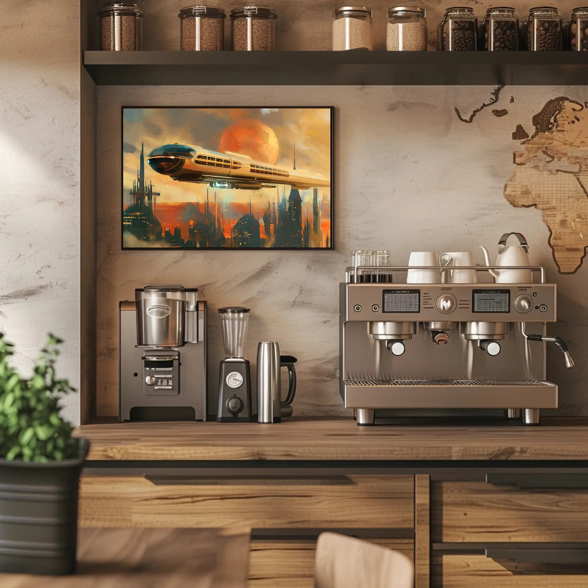 Futuristic Metropolis Monorail in Sci-Fi Poster PosterGoat