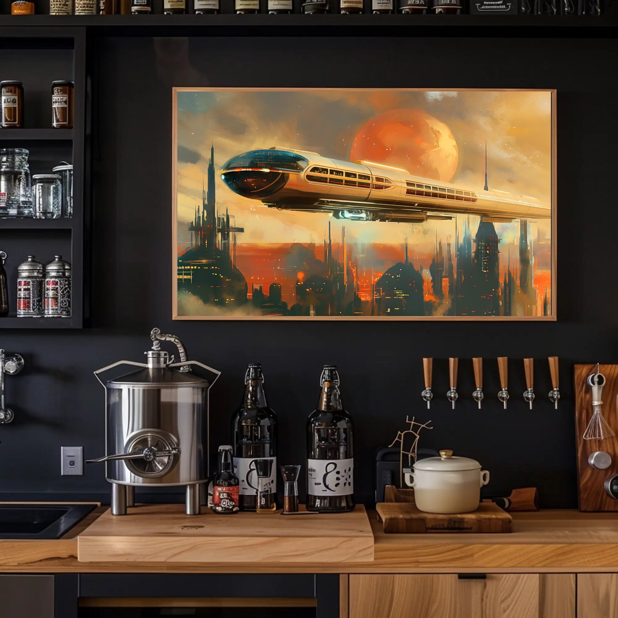 Futuristic Metropolis Monorail in Sci-Fi Poster PosterGoat