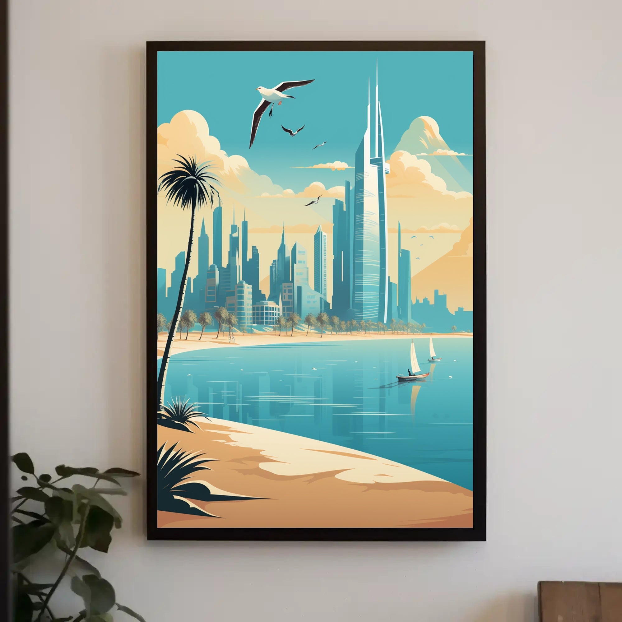 Futuristic Middle Eastern Coastal City Urban or Cityscape Poster PosterGoat