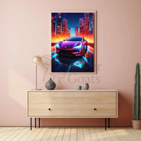 Futuristic Neon Car Cityscape Vibrant Futuristic Sci-Fi Poster PosterGoat