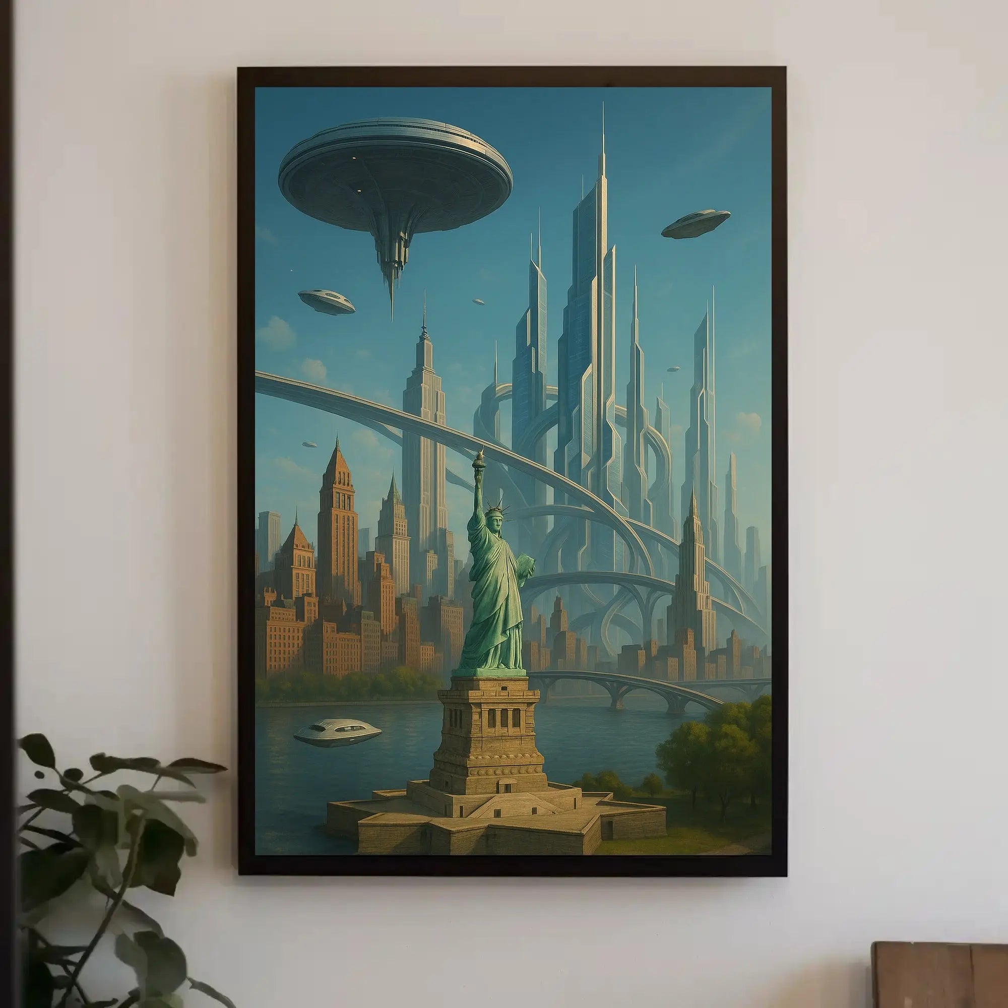 Futuristic New York City Vision Futuristic Sci-Fi Poster PosterGoat