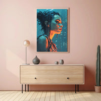 Futuristic Rainy Cityscape Cyberpunk Sci-Fi Poster PosterGoat