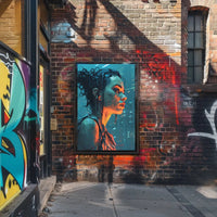 Futuristic Rainy Cityscape Cyberpunk Sci-Fi Poster PosterGoat